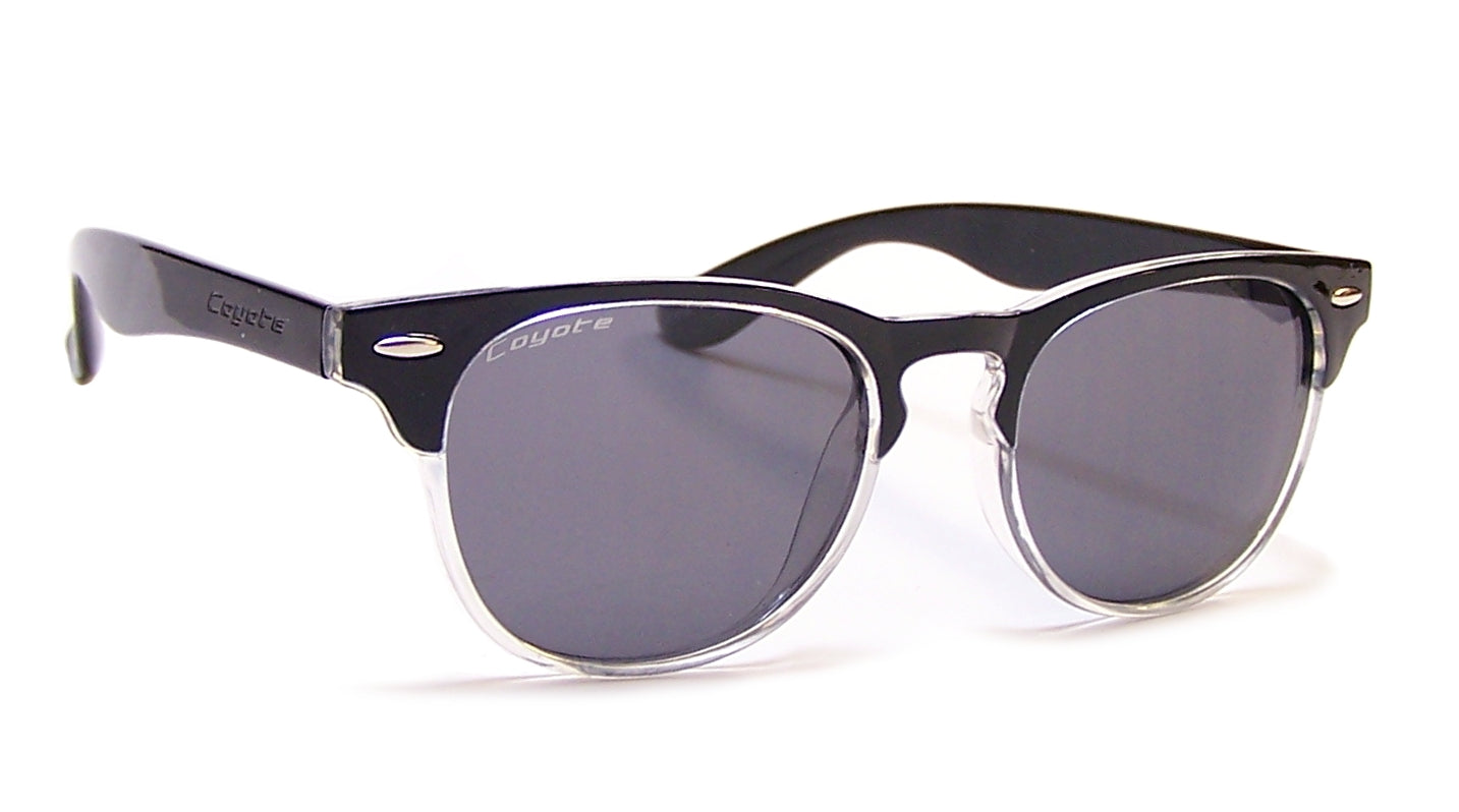 Coyote Eyewear 680562014518 Uptown Polarized Street & Sport Sunglasses Black Clear Fade & Gray