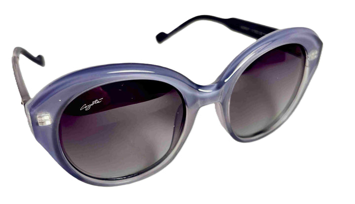 Lilac frame and dark lenses on a white background